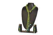 NK 11892 Green multicolor seed bead ring necklace with matching earrings dastakaaristore
